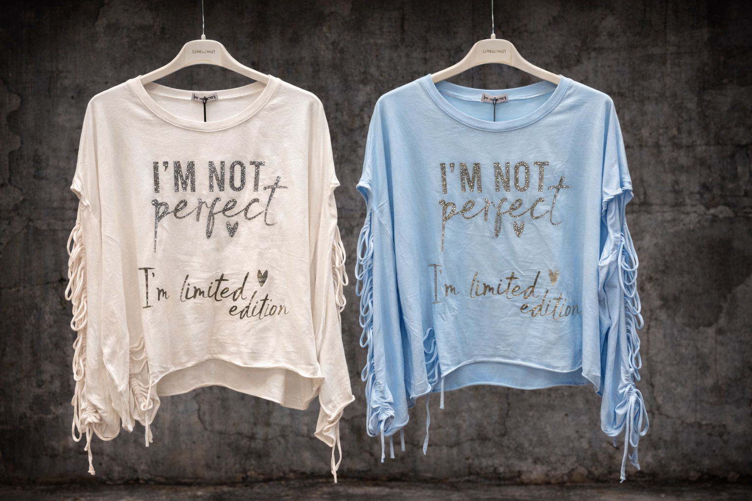 ✨ Statement Shirt „I’m not perfect“ – mit Cut-Details