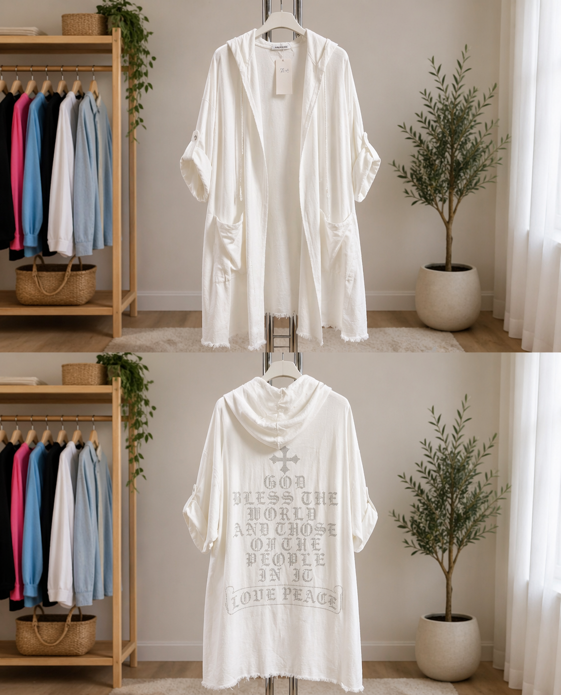 ✨ Leichter Cardigan mit Kapuze – Made in Italy ✨