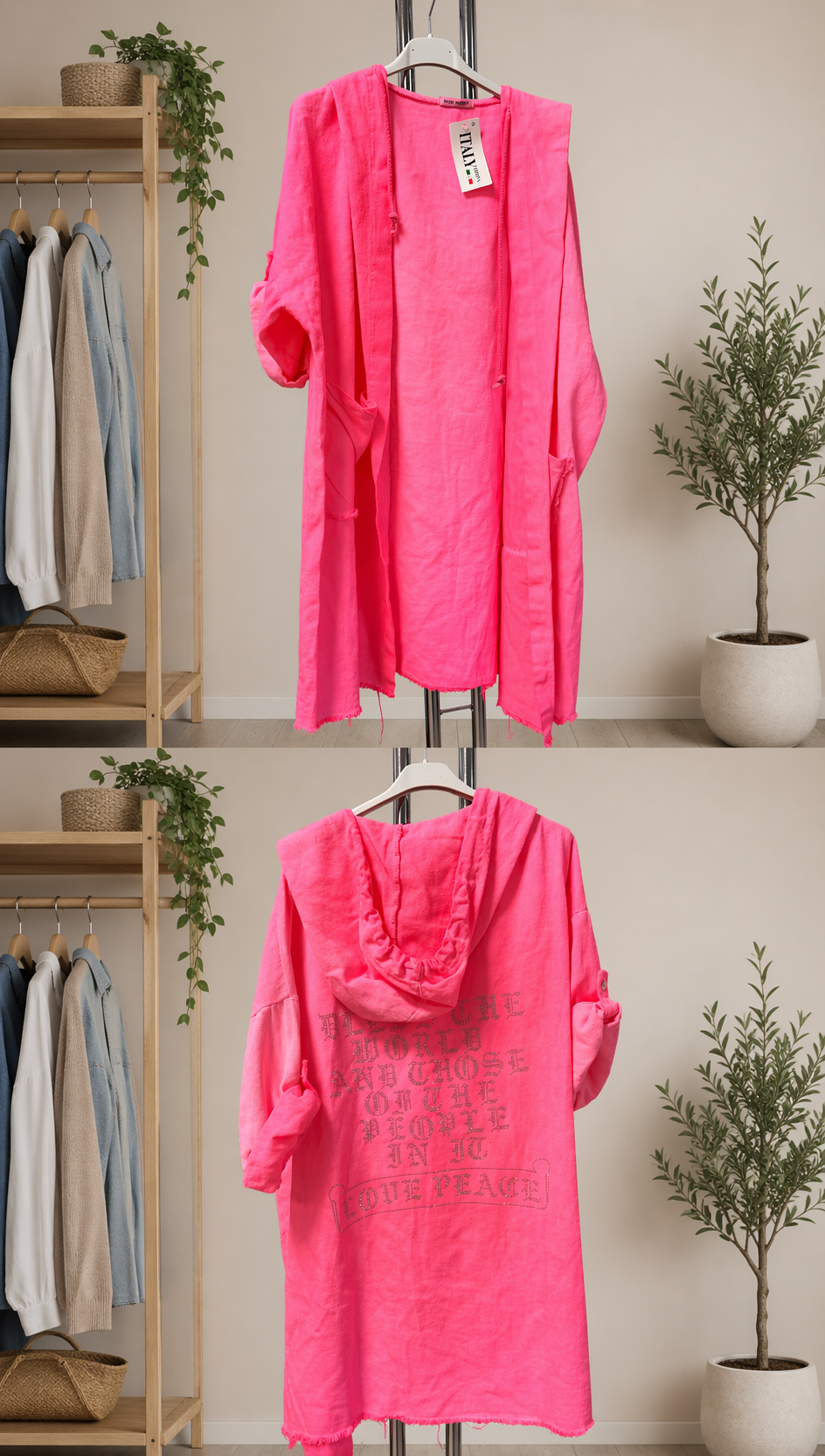 ✨ Leichter Cardigan mit Kapuze – Made in Italy ✨
