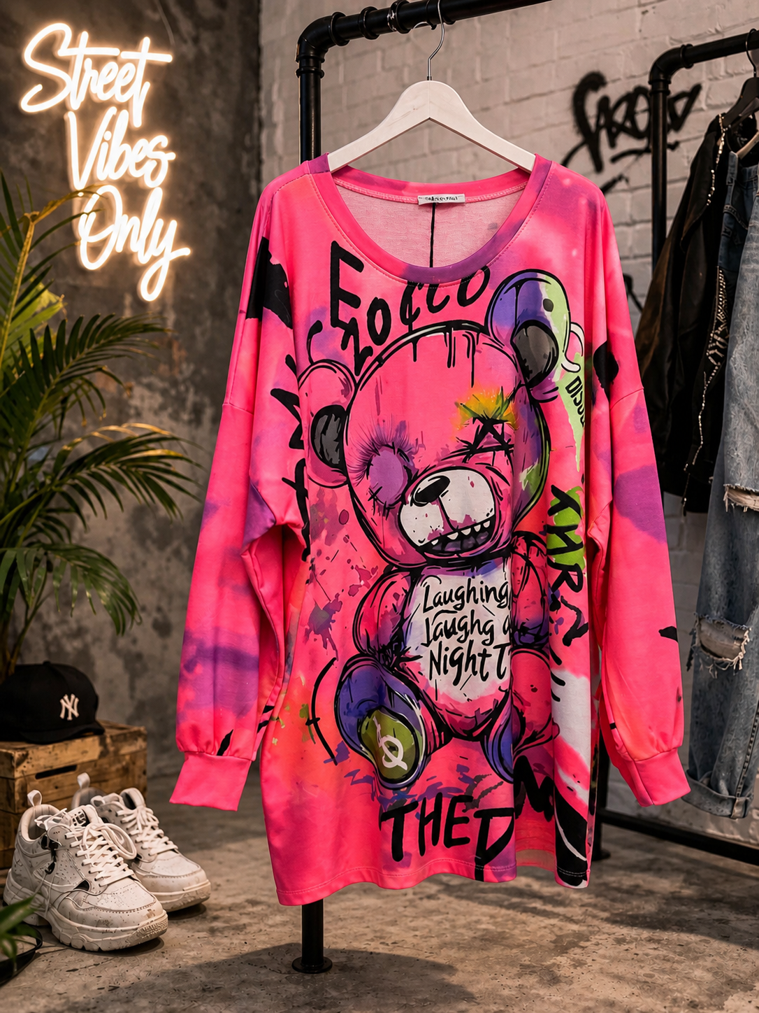 Cooler Graffiti-Print mit Teddy-Motiv