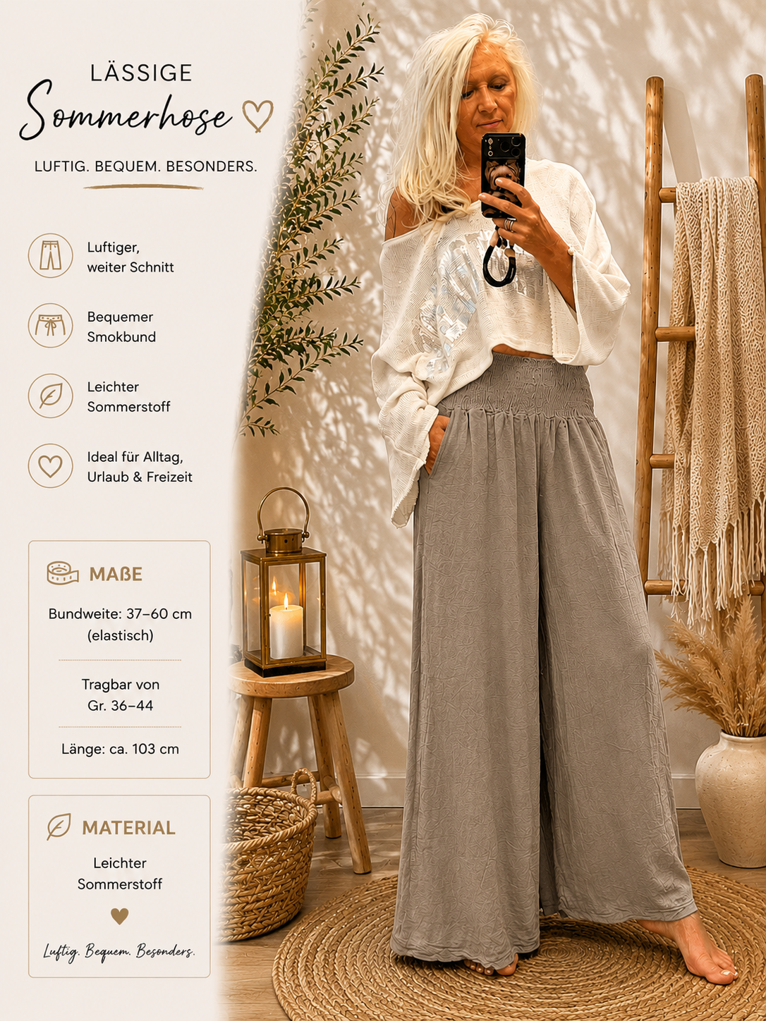 🌿 Luftige Sommerhose in Taupe 🌿