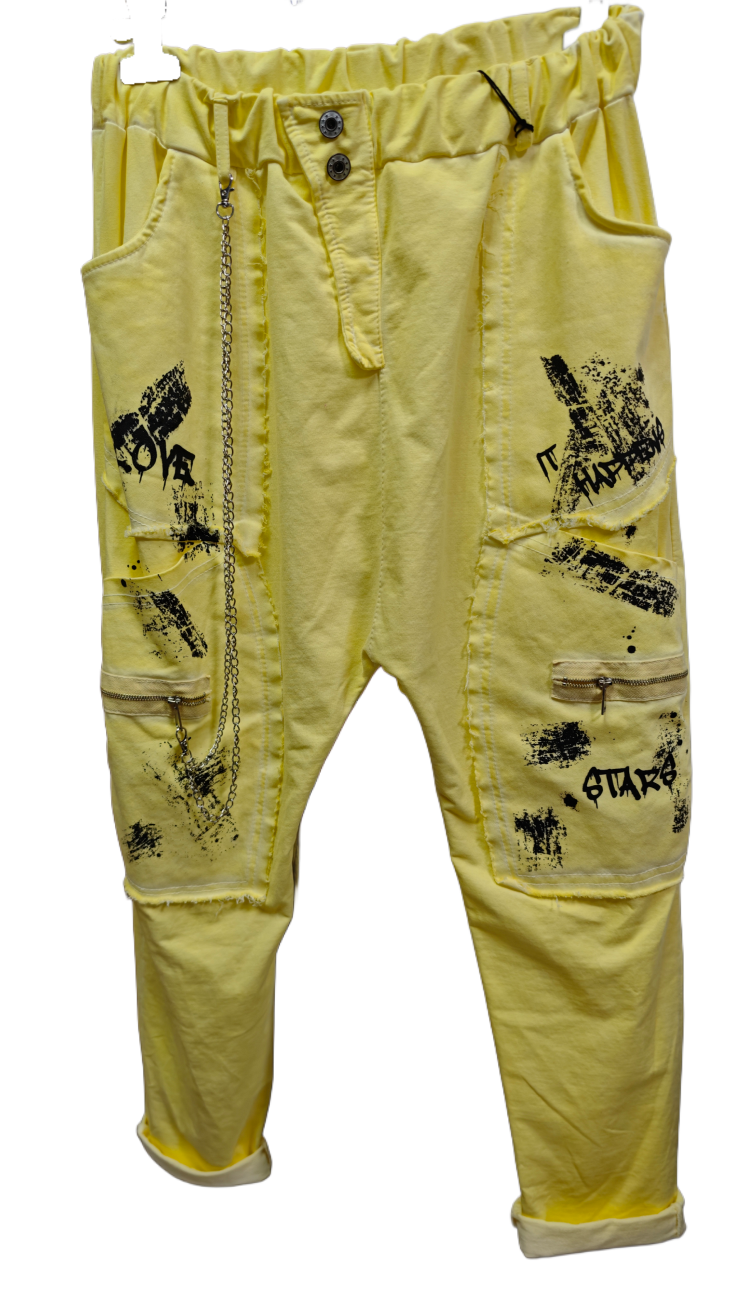 Baggy-Hose mit Ketten- & Print-Details