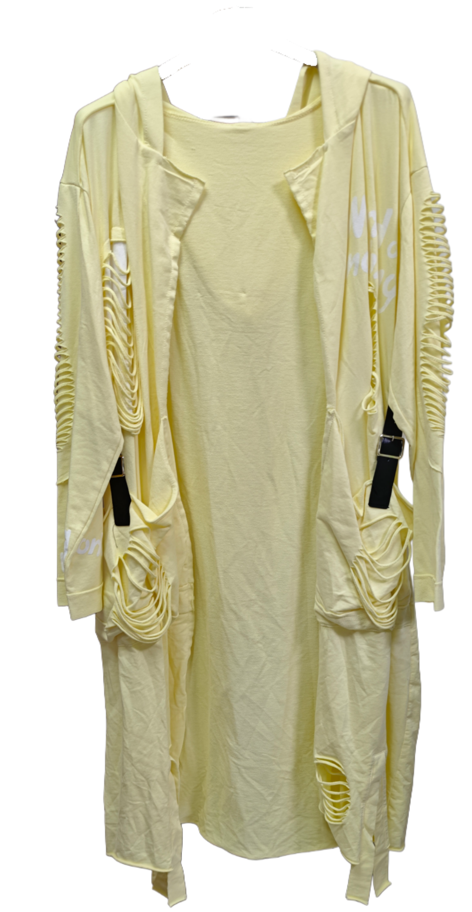 Longcardigan mit Destroyed-Details & Kapuze