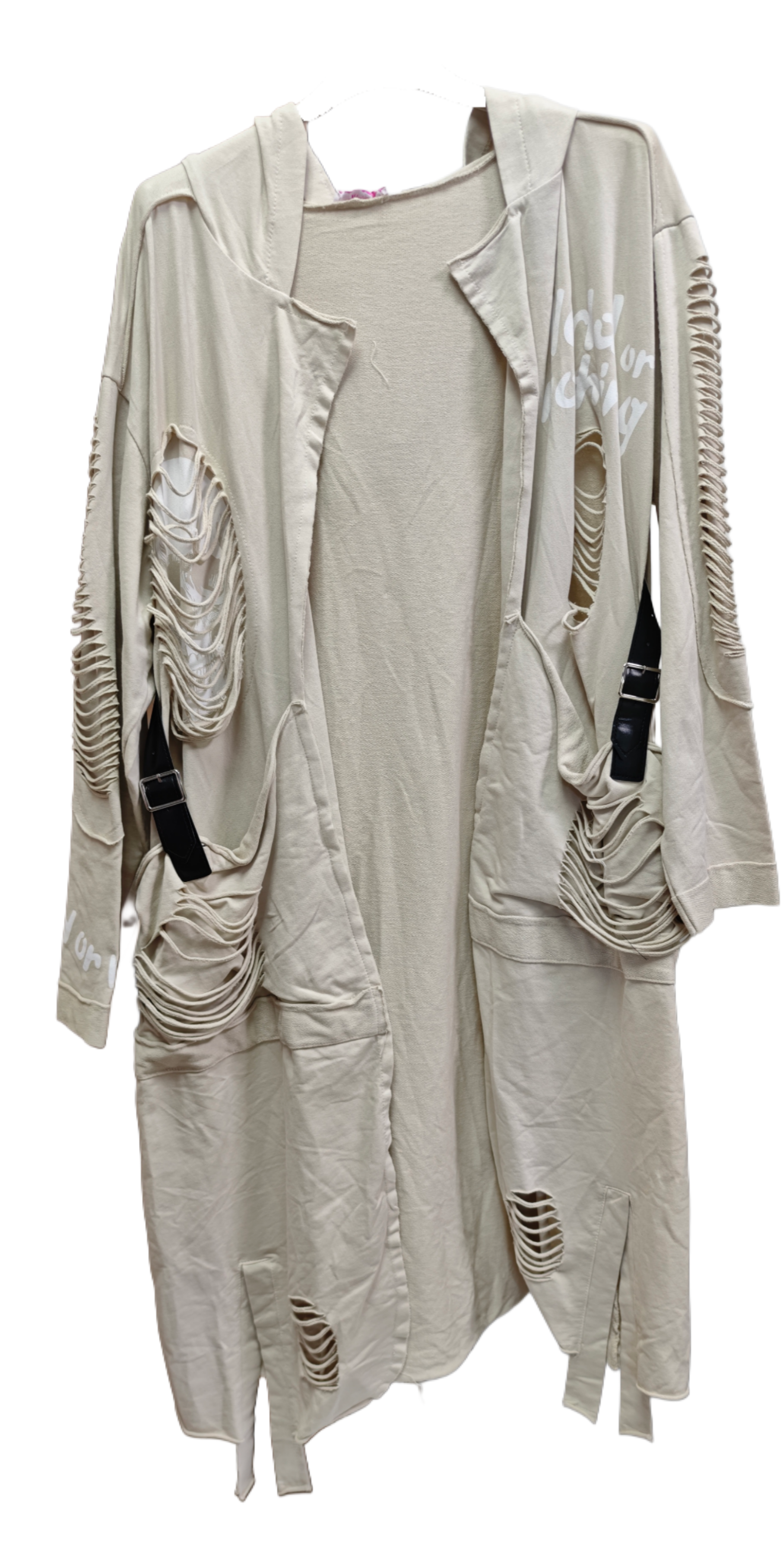 Longcardigan mit Destroyed-Details & Kapuze