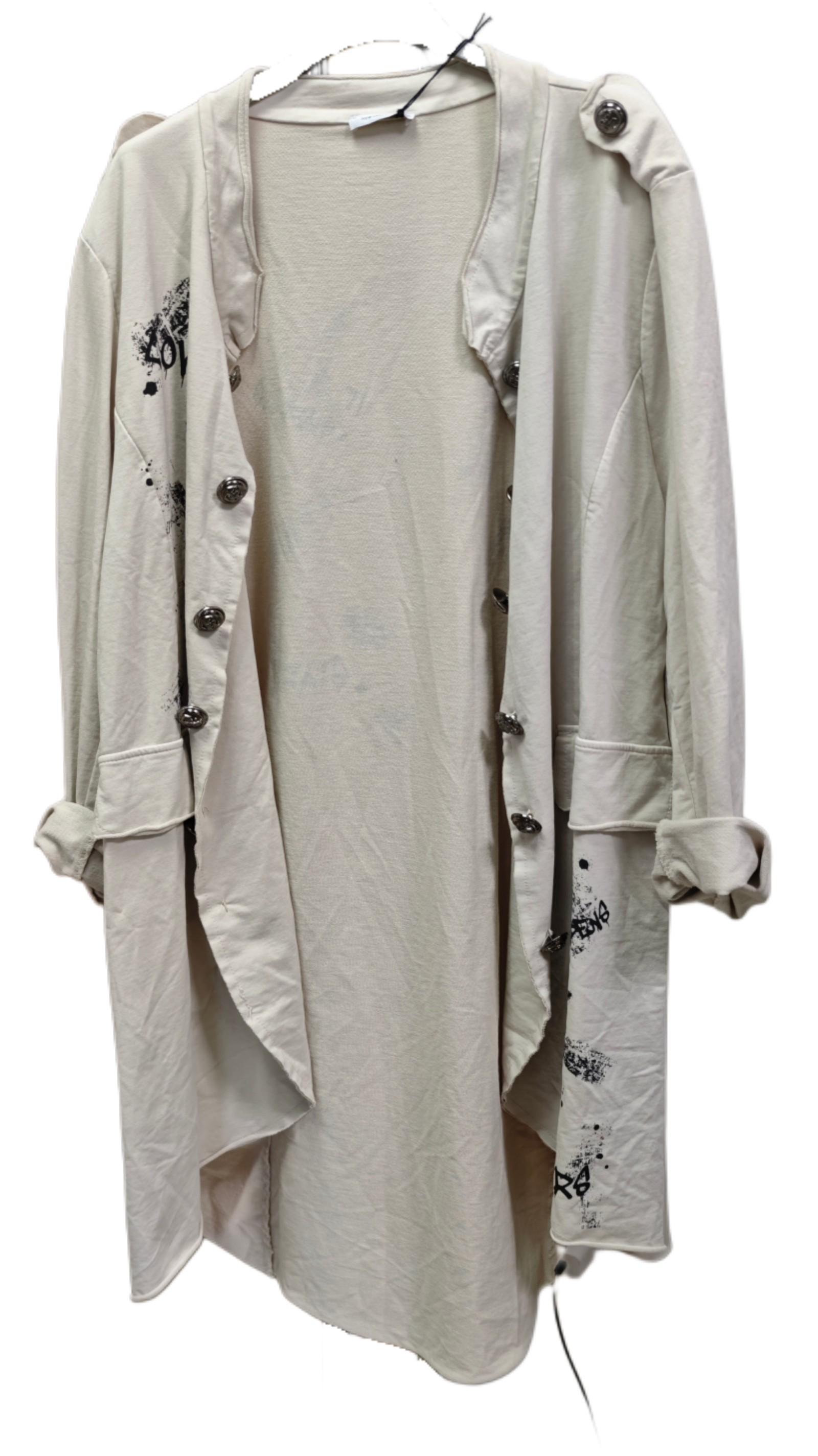 Longjacke / Longcardigan mit Knopfdetails & Print
