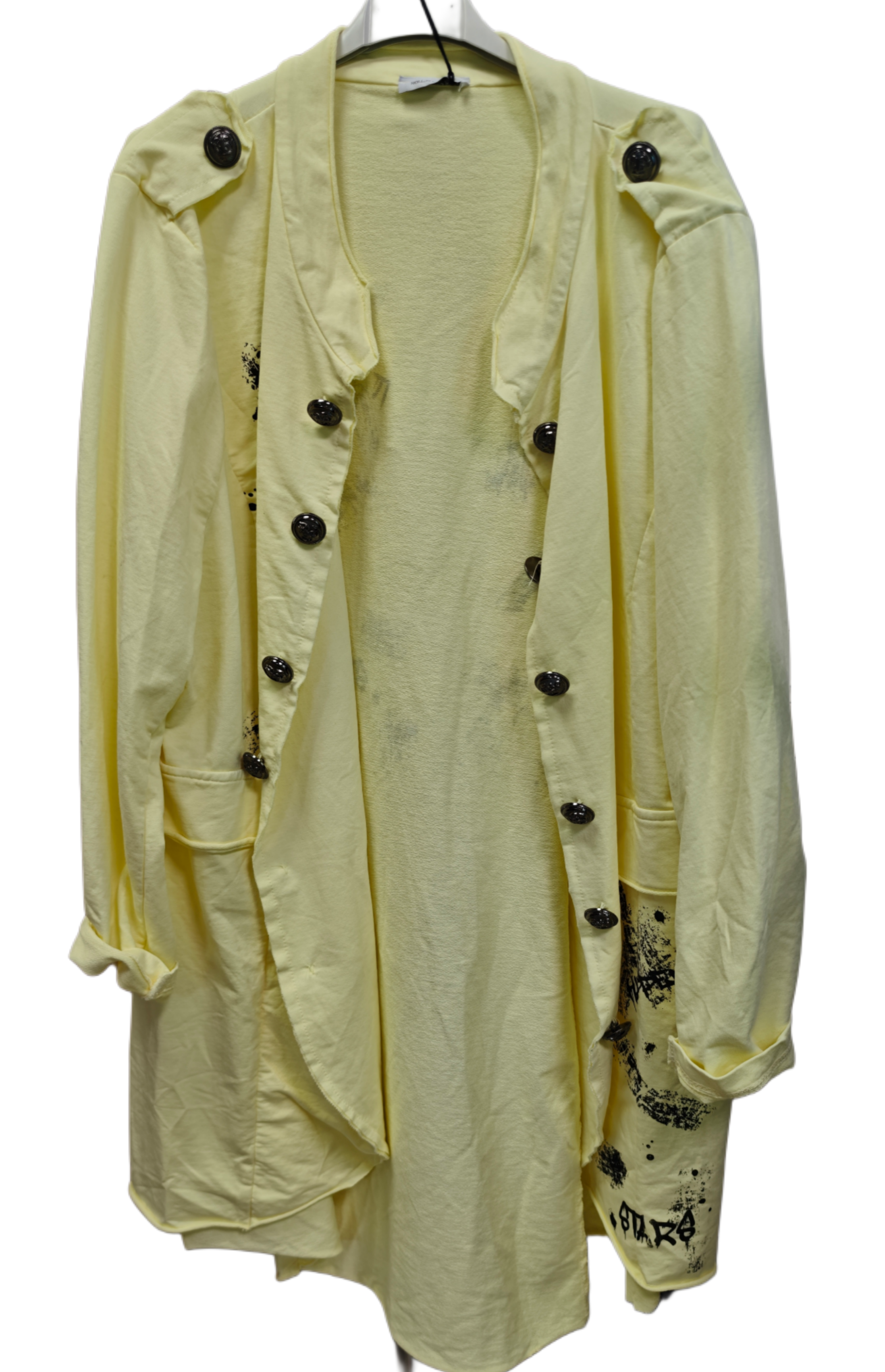 Longjacke / Longcardigan mit Knopfdetails & Print