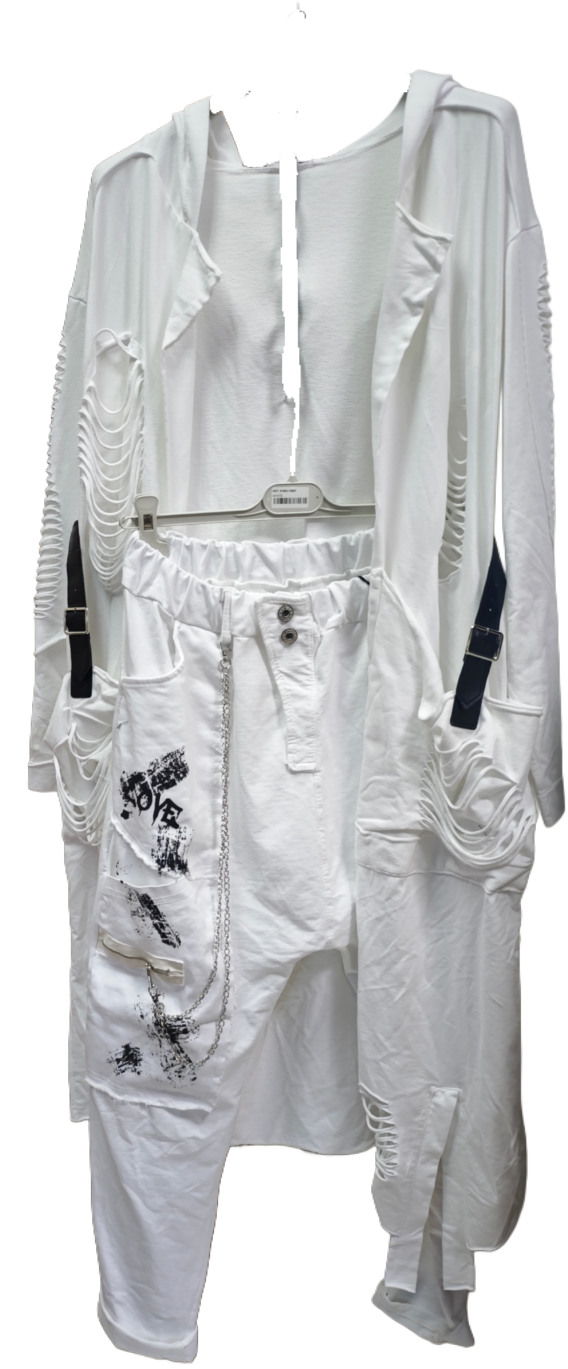 Longcardigan mit Destroyed-Details & Kapuze