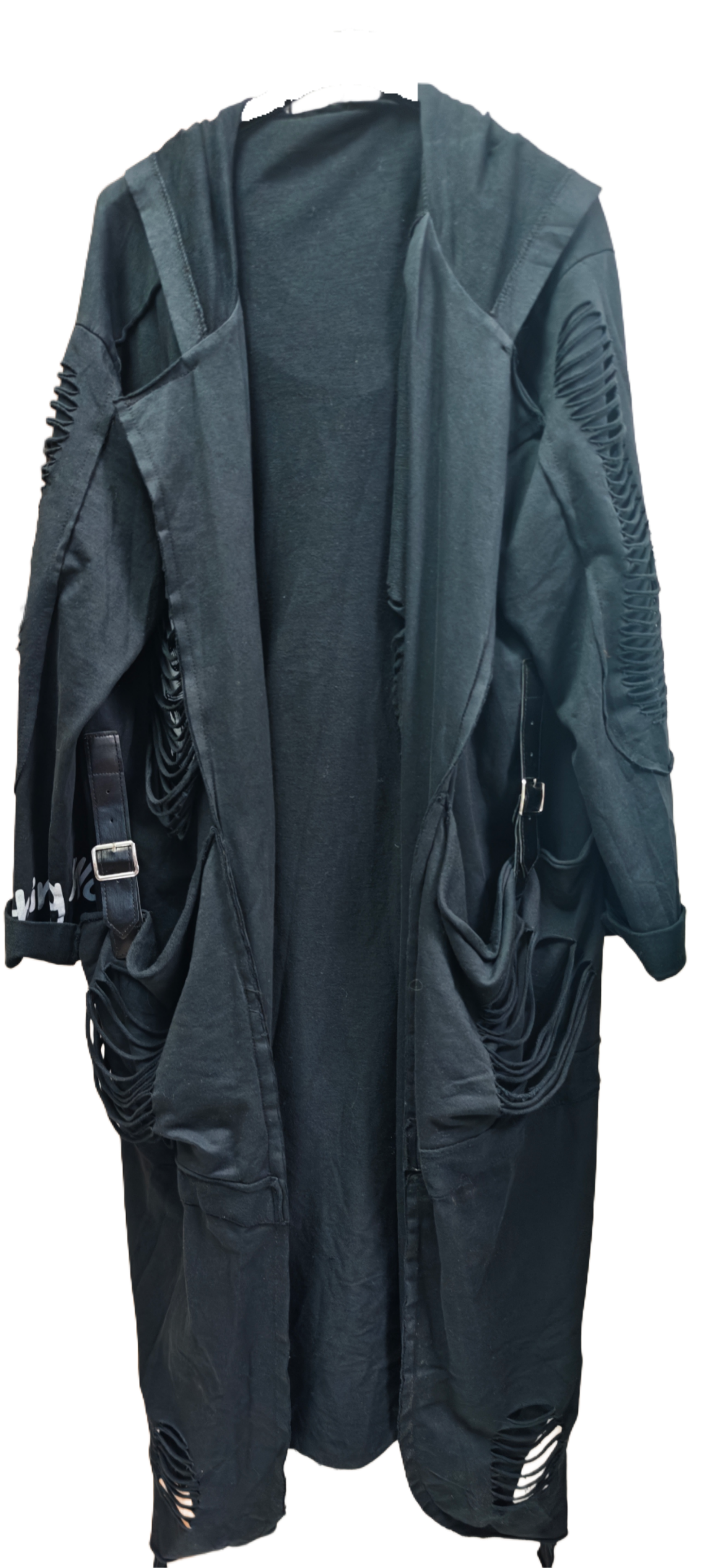 Longcardigan mit Destroyed-Details & Kapuze