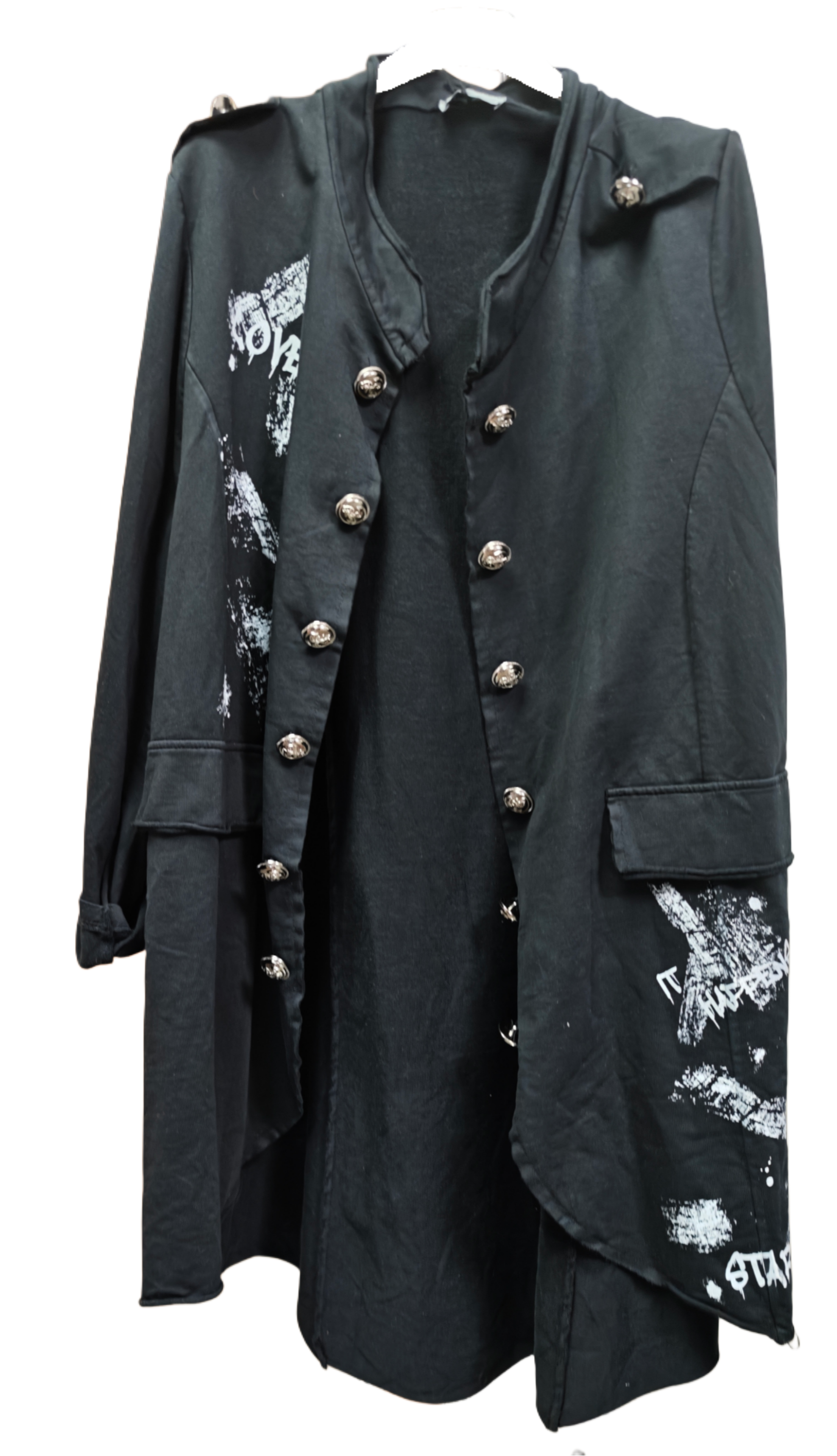 Longjacke / Longcardigan mit Knopfdetails & Print