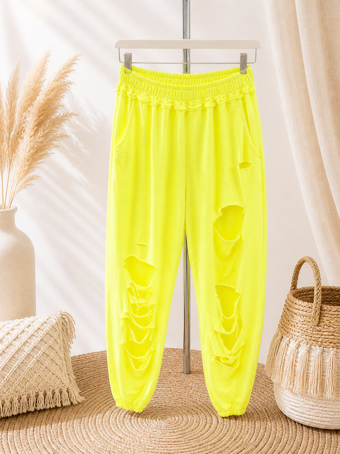 Statement Hose mit Cuts – Neon Style 🔥🧡💛